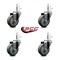Service Caster 3.5'' Gray Polyurethane Wheel Swivel 7/16'' Grip Ring Stem Caster Set, 4PK SCC-GR20S3514-PPUB-716138-4 - alternate 4